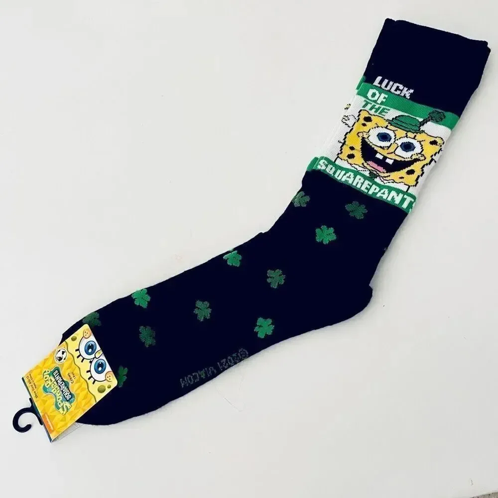 NWT Gorgeous 6.5-12 SpongeBob Squarepants Black,Green, Yellow White LUCK SOCKS